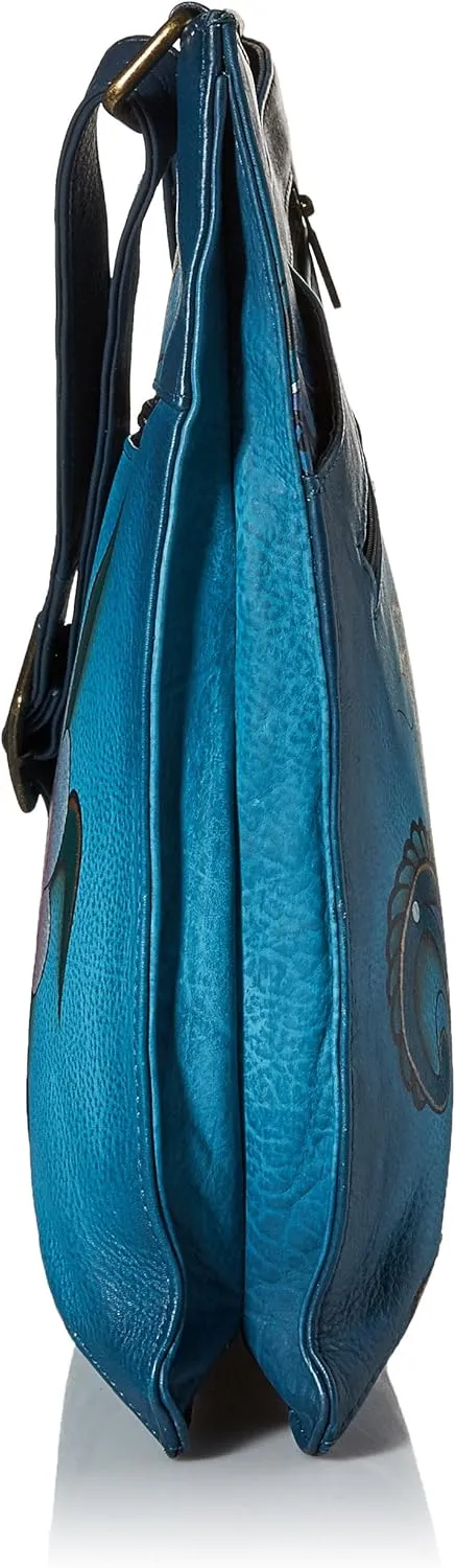 Anna by Anuschka Hand Painted Leather Women's V Top Large Crossbody