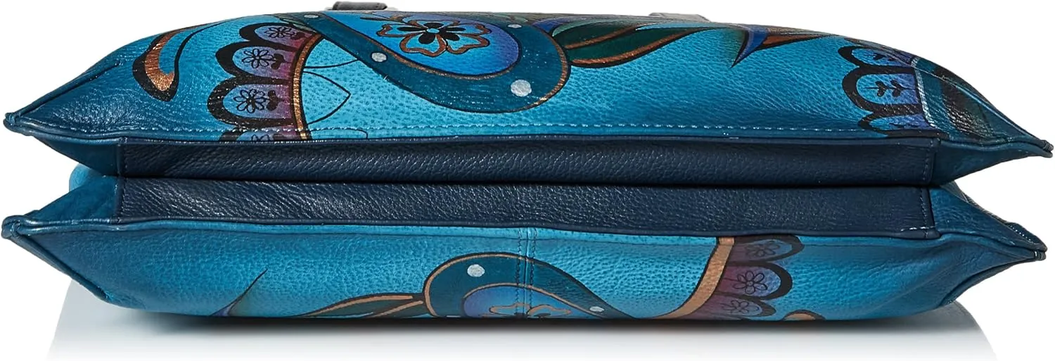 Anna by Anuschka Hand Painted Leather Women's V Top Large Crossbody