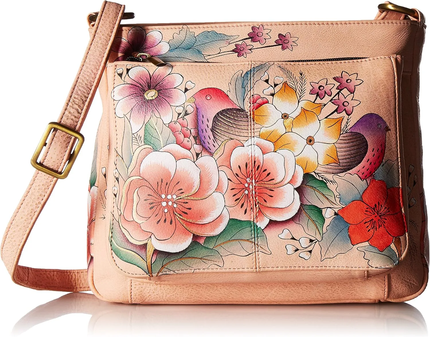 Anna by Anuschka Hand Painted Women’s Genuine Leather Medium Crossbody Handbag,