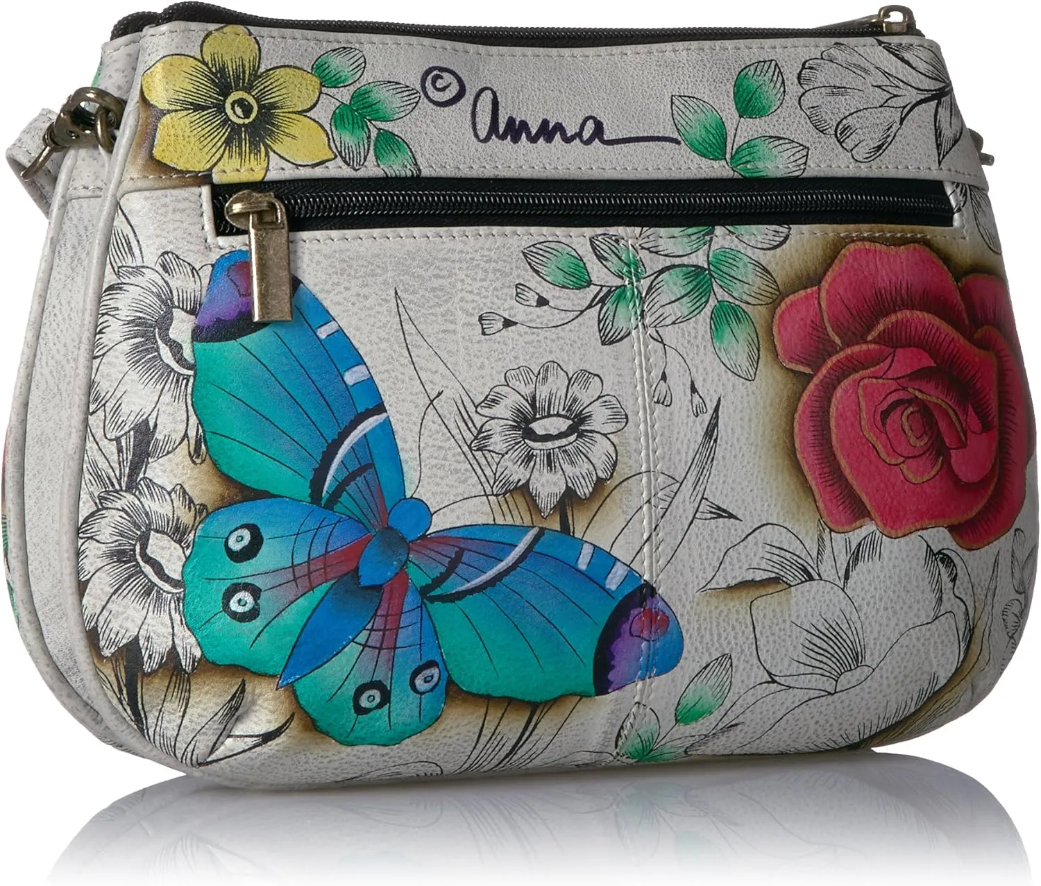 Anna by Anuschka Handpainted Leather Multi Compartment X-Body,Hills of Tuscany