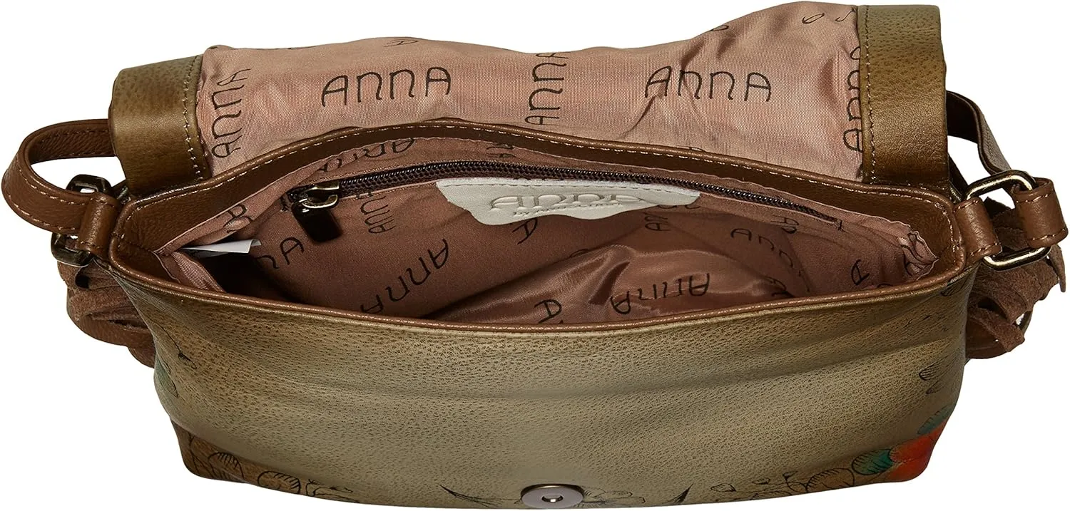 Anna by Anuschka Women's Genuine Leather Flap-Over Cross Body | Hand Painted Original Artwork