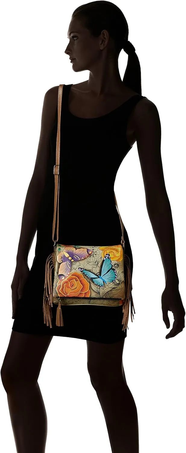 Anna by Anuschka Women's Genuine Leather Flap-Over Cross Body | Hand Painted Original Artwork