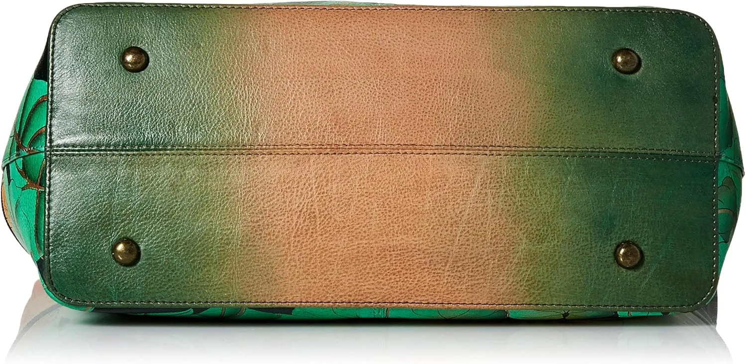 Anna by Anuschka Women's Genuine Leather, Hand Painted - Medium East-West Hobo, Zip-Top Shoulder Bag