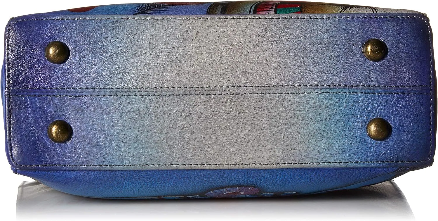 Anna by Anuschka Women's Genuine Leather Large Zip-Top Satchel | Hand Painted Original Artwork | Zip-Top Organizer