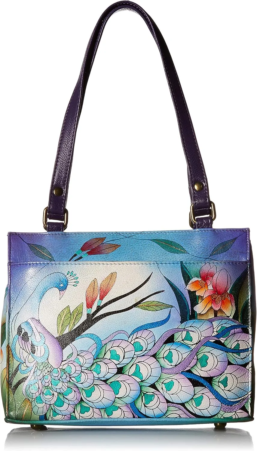 Anna by Anuschka Women's Genuine Leather Large Zip-Top Satchel | Hand Painted Original Artwork | Zip-Top Organizer