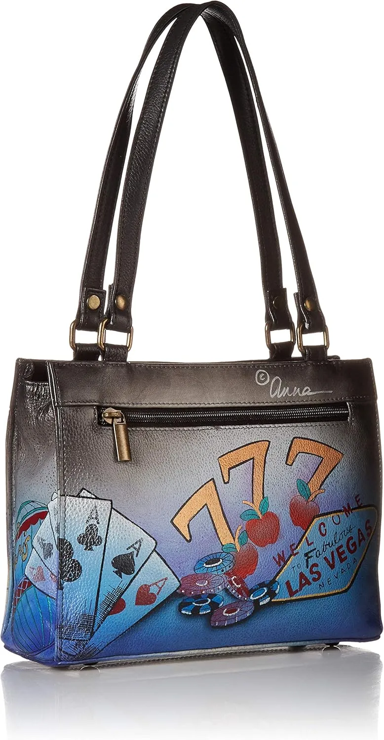 Anna by Anuschka Women's Genuine Leather Large Zip-Top Satchel | Hand Painted Original Artwork | Zip-Top Organizer