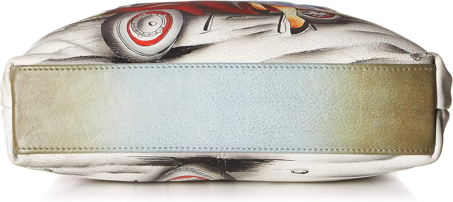 Anna by Anuschka Women's Genuine Leather Medium Asymmetric Cross Body | Hand Painted Original Artwork