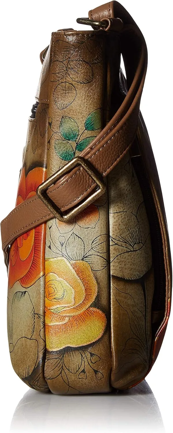 Anna by Anuschka Women's Genuine Leather Medium Crossbody | Hand Painted Original Artwork