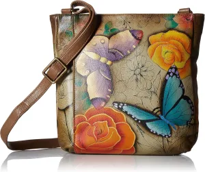 Anna by Anuschka Women's Genuine Leather Medium Crossbody | Hand Painted Original Artwork