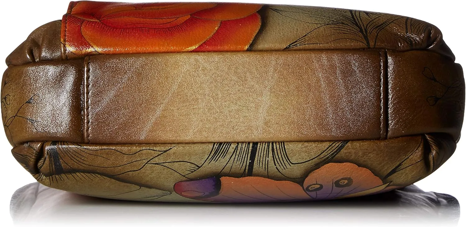 Anna by Anuschka Women's Genuine Leather Medium Crossbody | Hand Painted Original Artwork