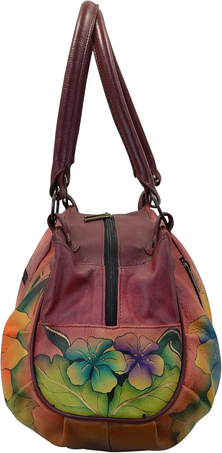 Anna by Anuschka Women’s Genuine Leather Ruched Hobo Shoulder Bag - Original Artwork