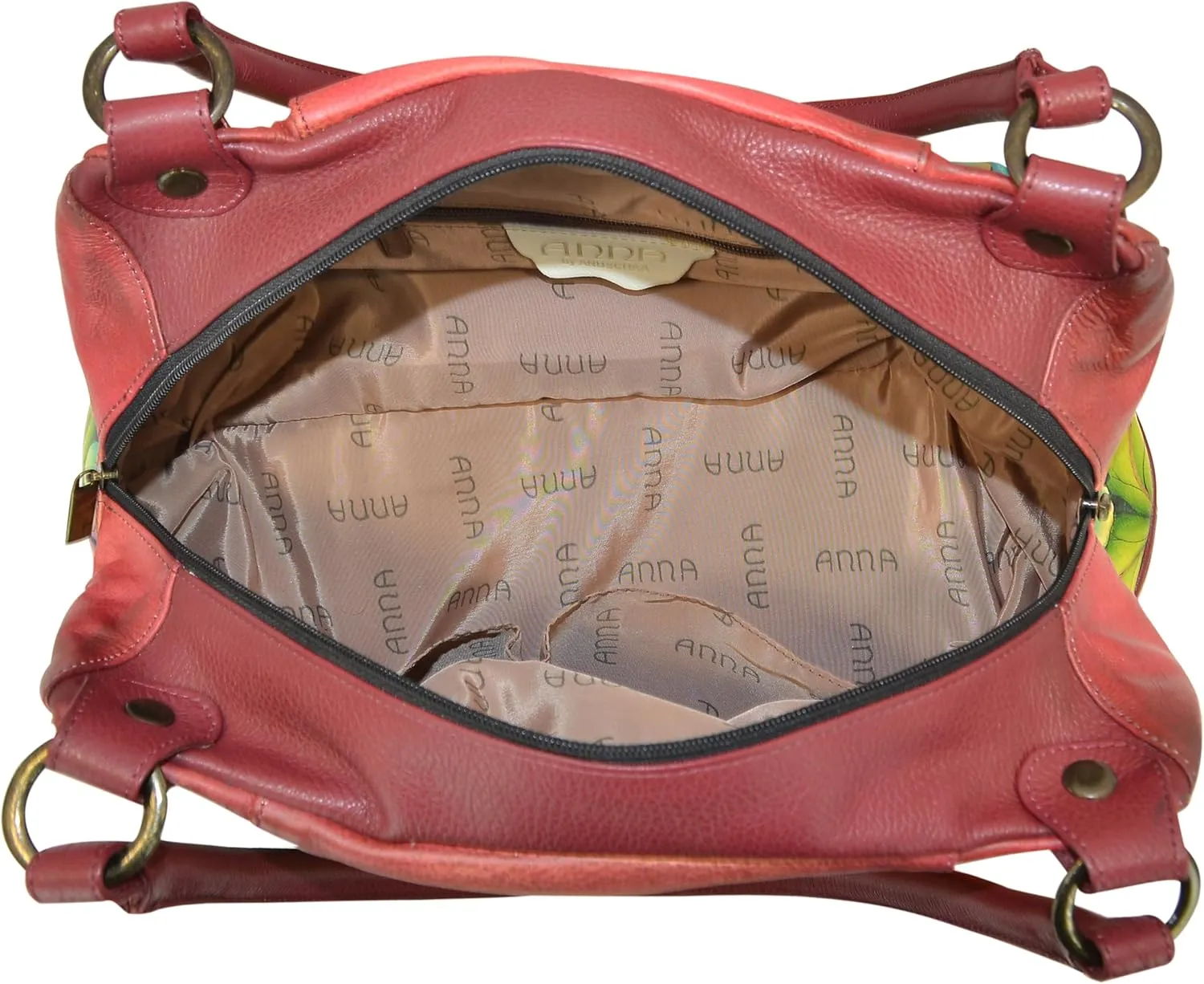 Anna by Anuschka Women’s Genuine Leather Ruched Hobo Shoulder Bag - Original Artwork