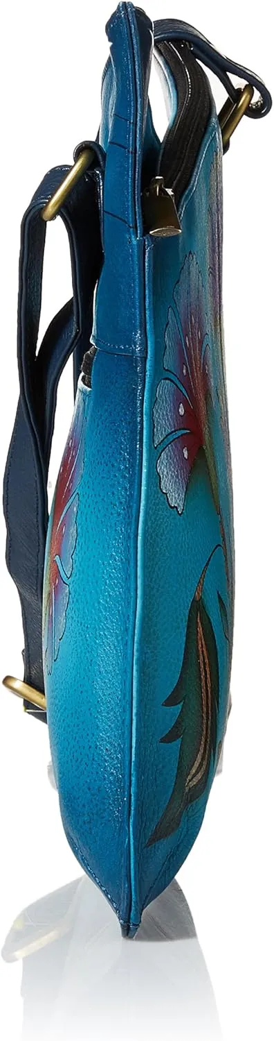 Anna by Anuschka Women's Genuine Leather V Top Multicompartment Cross Body| Hand Painted Original Artwork