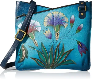 Anna by Anuschka Women's Genuine Leather V Top Multicompartment Cross Body| Hand Painted Original Artwork