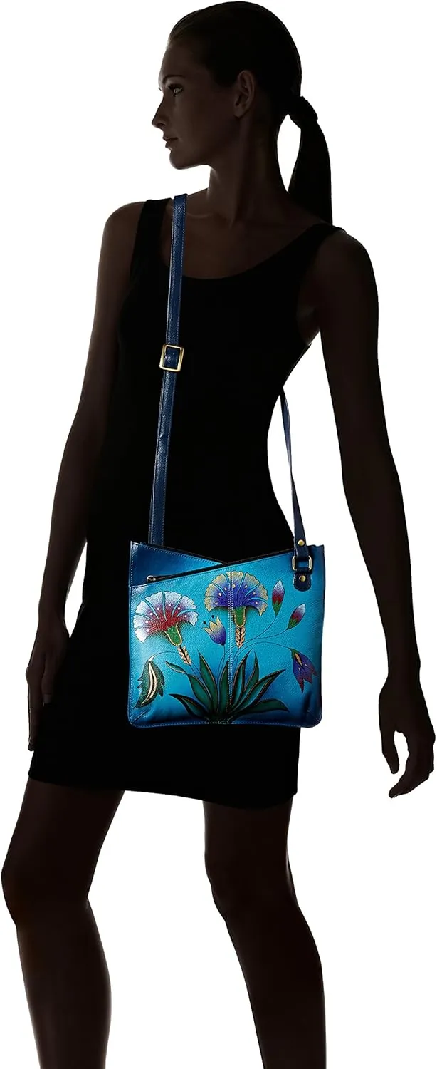 Anna by Anuschka Women's Genuine Leather V Top Multicompartment Cross Body| Hand Painted Original Artwork