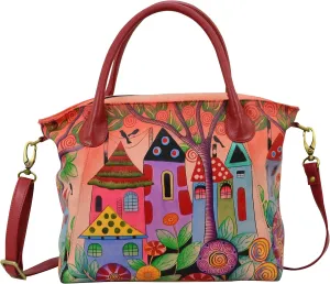 Anna by Anuschka Women's Leather Large Slouch Tote Bag, Hand Painted Original Artwork