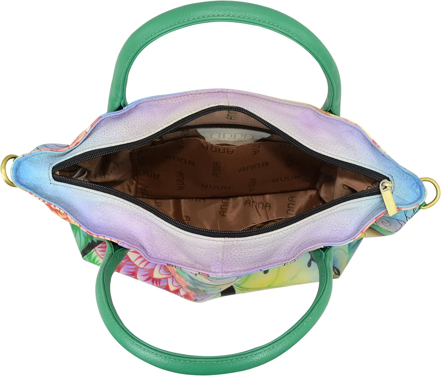 Anna by Anuschka Women's Leather Large Slouch Tote Bag, Hand Painted Original Artwork