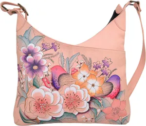 Anna by Anuschka Women's V Top Multi-compartment Crossbody Cross Body Handbag, Vintage Garden, One Size US