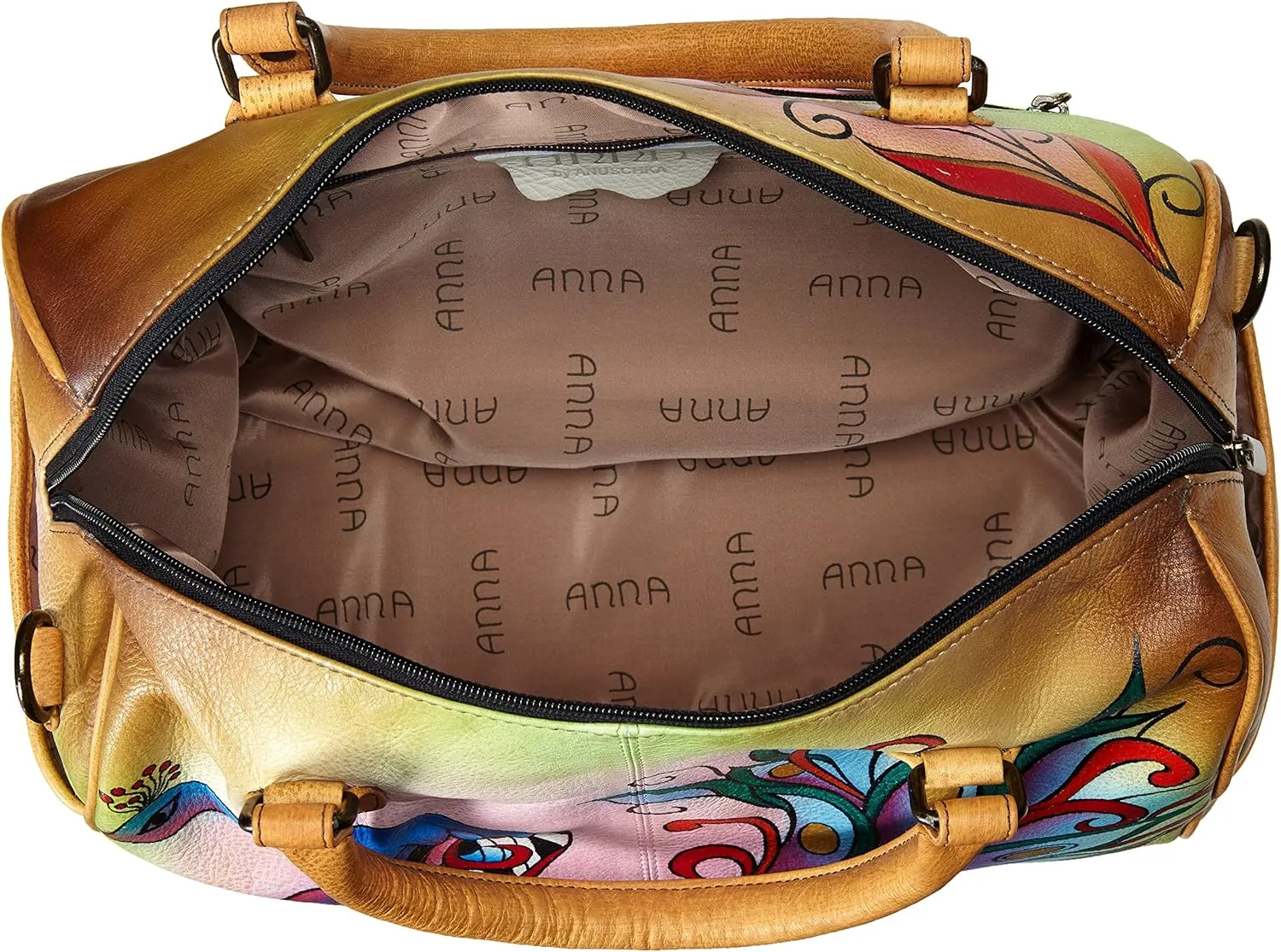 Anna by Anuschka Zip Around Satchel Handbag - Genuine Leather