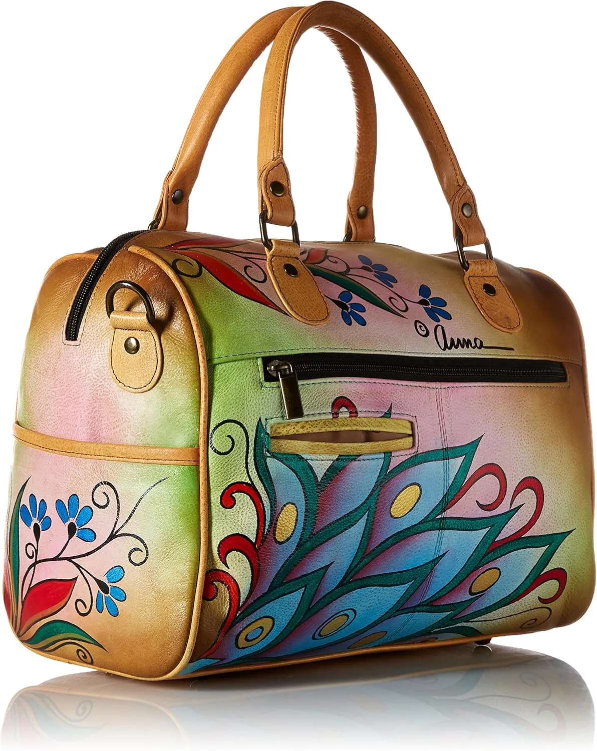 Anna by Anuschka Zip Around Satchel Handbag - Genuine Leather