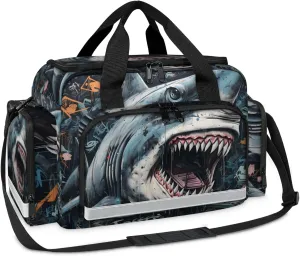 Anti-Scratch Duffle Bag for Travel 25x17.7x11.2 Inch - Waterproof Duffel Bag for Camping Fitness, Durable EMS Gear for First Responders Shark