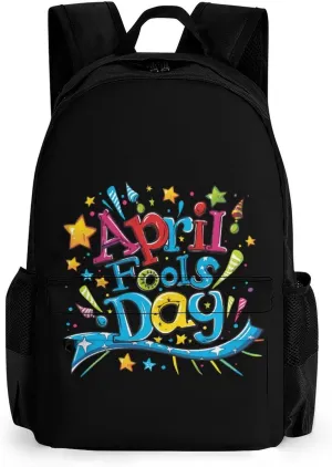 April Fool's Day Travel Backpack Lightweight Shoulder Bag Funny Laptop Daypack with Multi Pockets