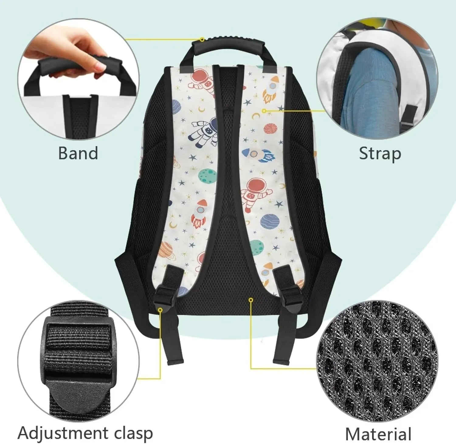 Astronaut Hiking Backpack Planet Computer Backpacks 17 Inch for Laptops Ergonomic Shoulder Straps Schoolbag Purse for School Teens Children
