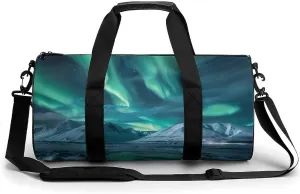 Aurora Northern Lights Round Barrel Gym Sport Bag Small Travel Duffel Bags Reusable Tote for Men Women