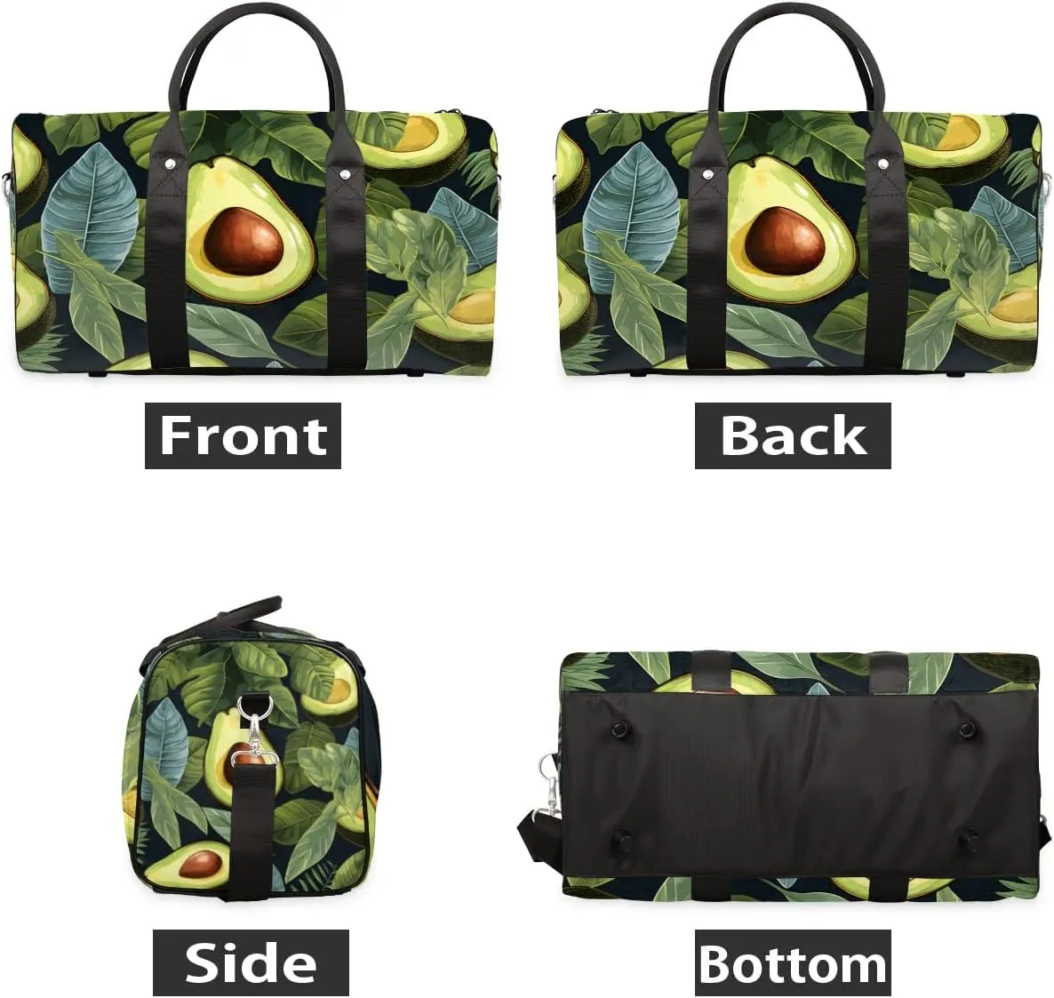 Avocado Leaf Theme Foldable Lightweight Duffle Bag for Travel - Waterproof Carry On Bags for Airplanes, Travel Duffel Bags for Gym, Weekend