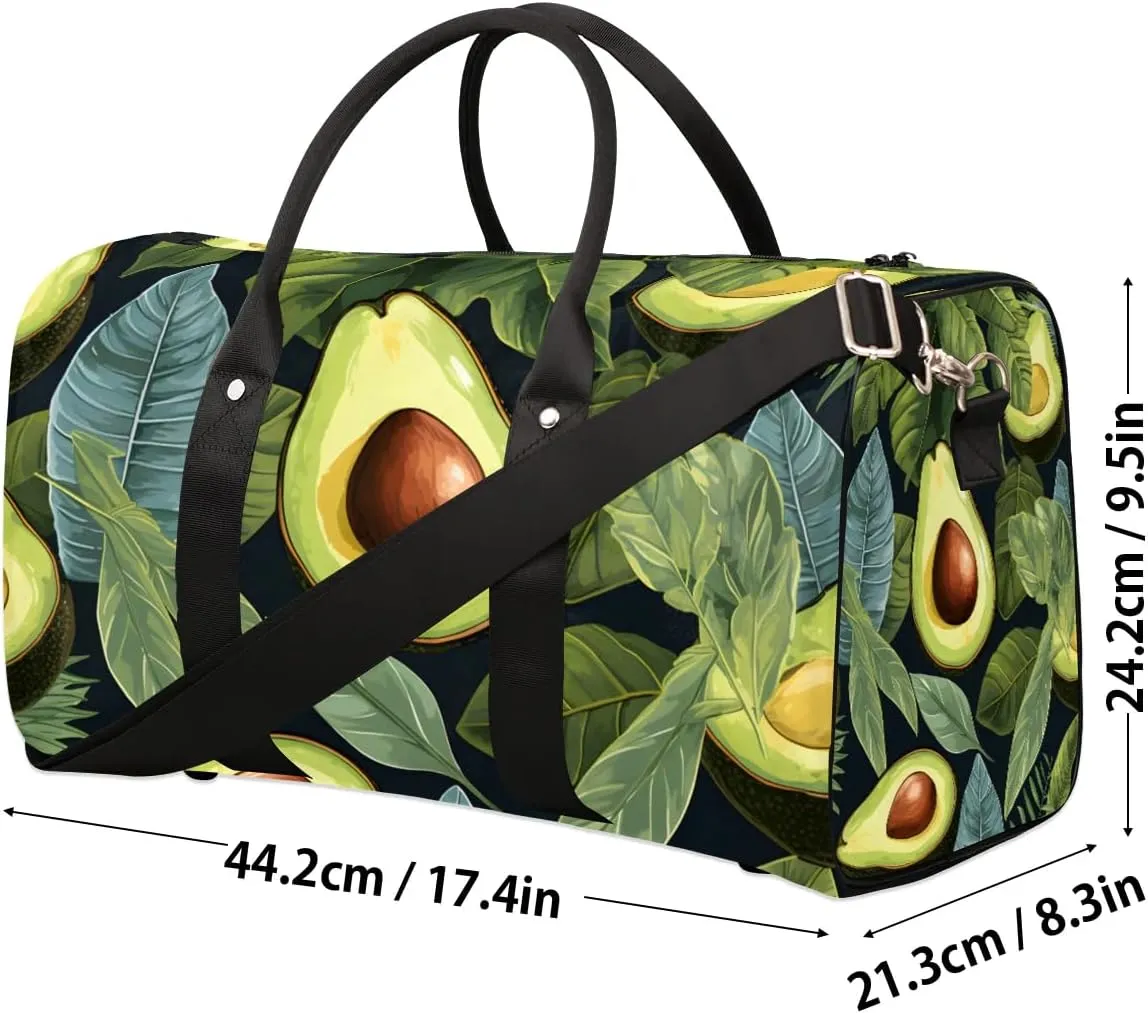 Avocado Leaf Theme Foldable Lightweight Duffle Bag for Travel - Waterproof Carry On Bags for Airplanes, Travel Duffel Bags for Gym, Weekend