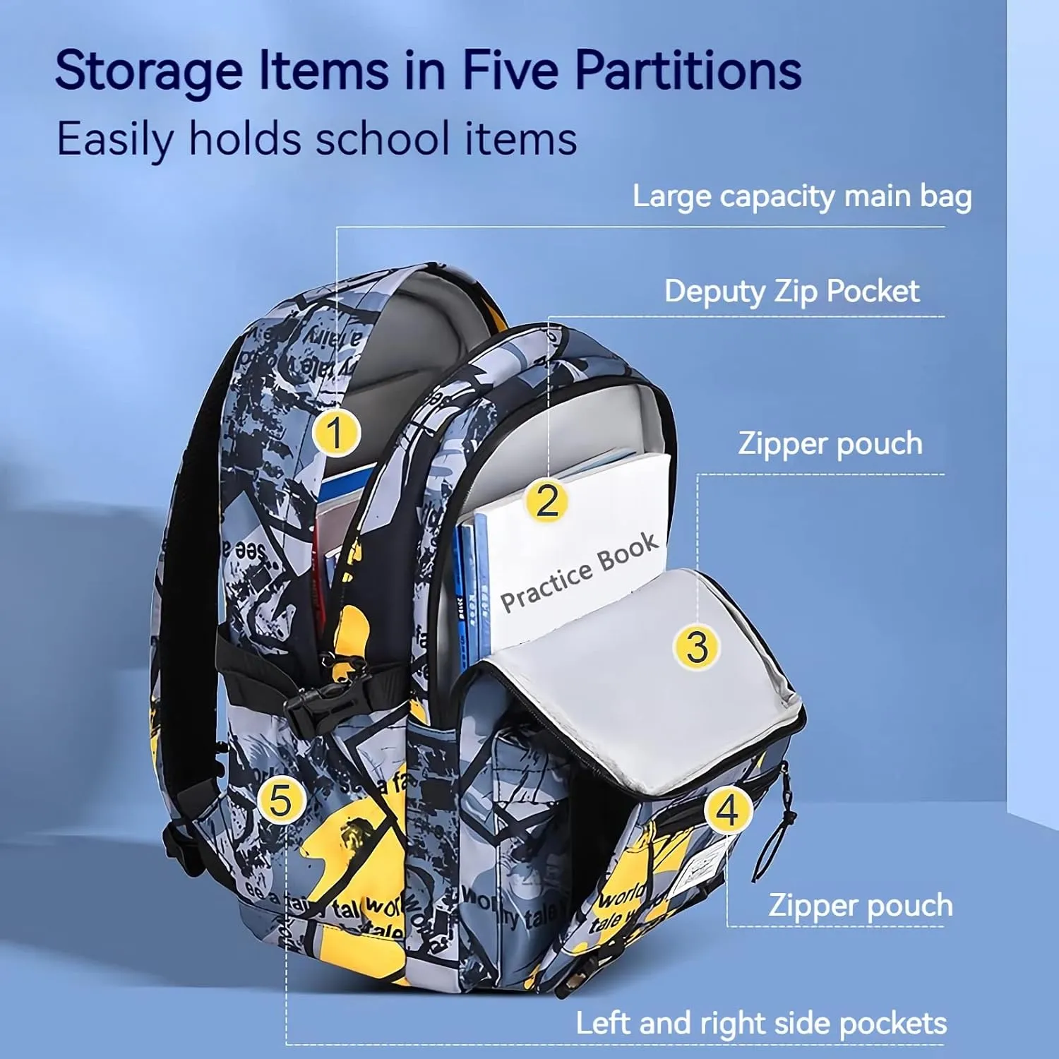 Backpack for Boys School Backpack for Teens Waterproof Lightweight School Bags 6-12 Years Old(Grey)
