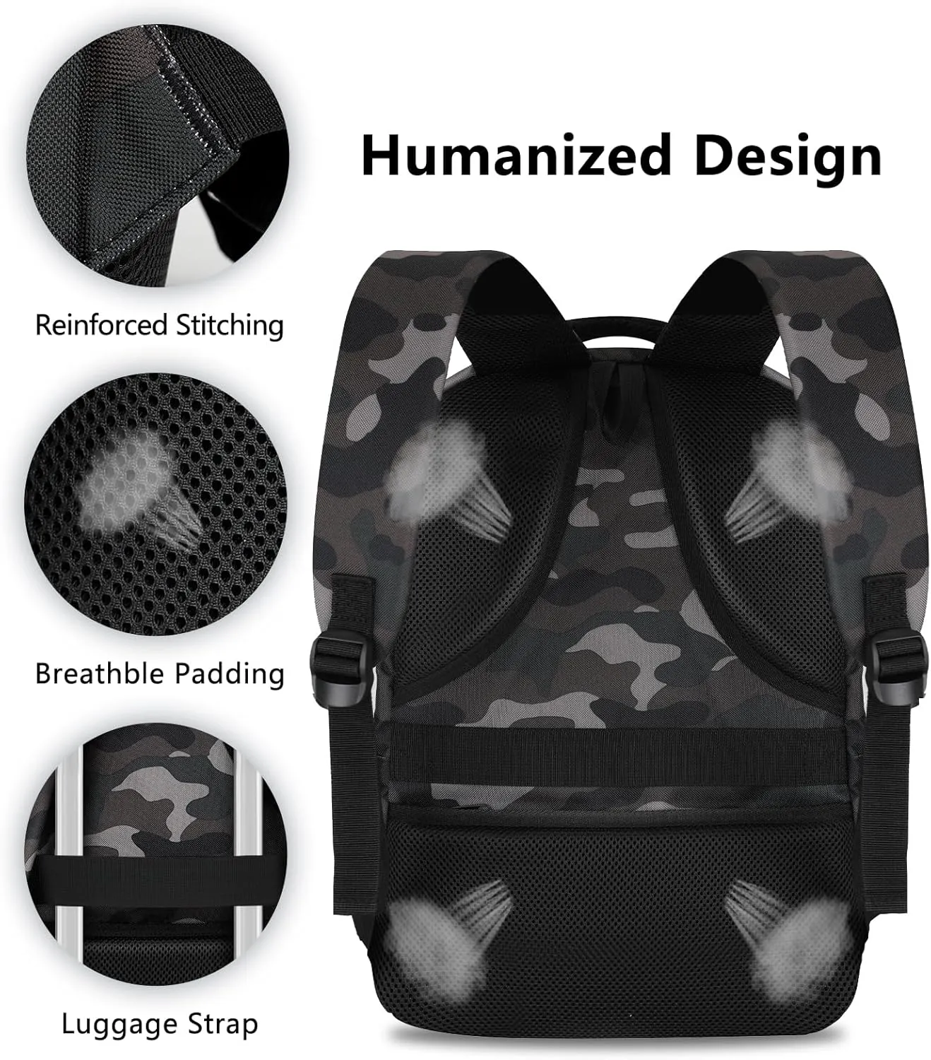 Backpack for Men Women, School Backpack with USB Charging Port, Anti Theft Carry On Flight Approved Business Work Travel 15.6 Inch Computer Laptop Backpack, BookBag for teen, Camo