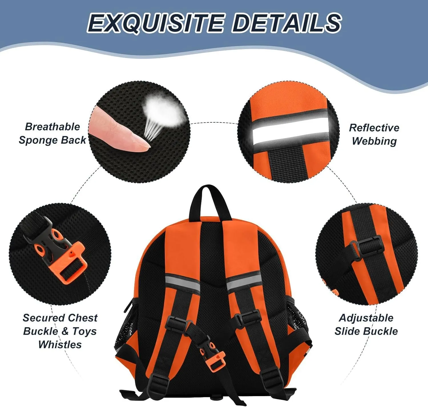 Backpacks with Leash Orange Red Kid Backpack, Kindergarten Backpack for Boys