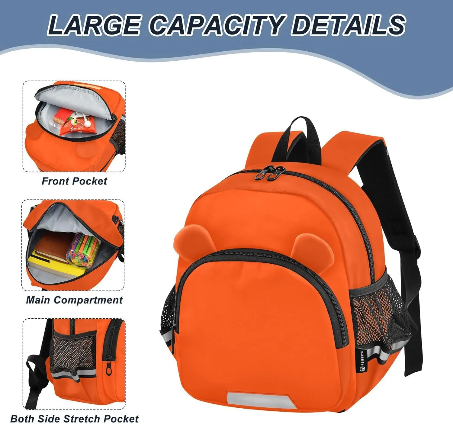 Backpacks with Leash Orange Red Kid Backpack, Kindergarten Backpack for Boys