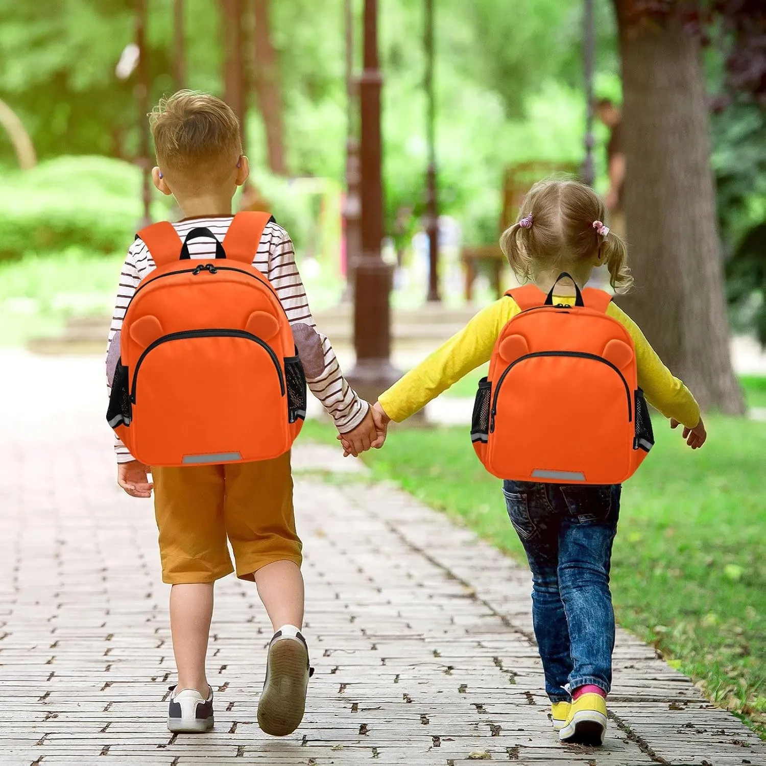 Backpacks with Leash Orange Red Kid Backpack, Kindergarten Backpack for Boys