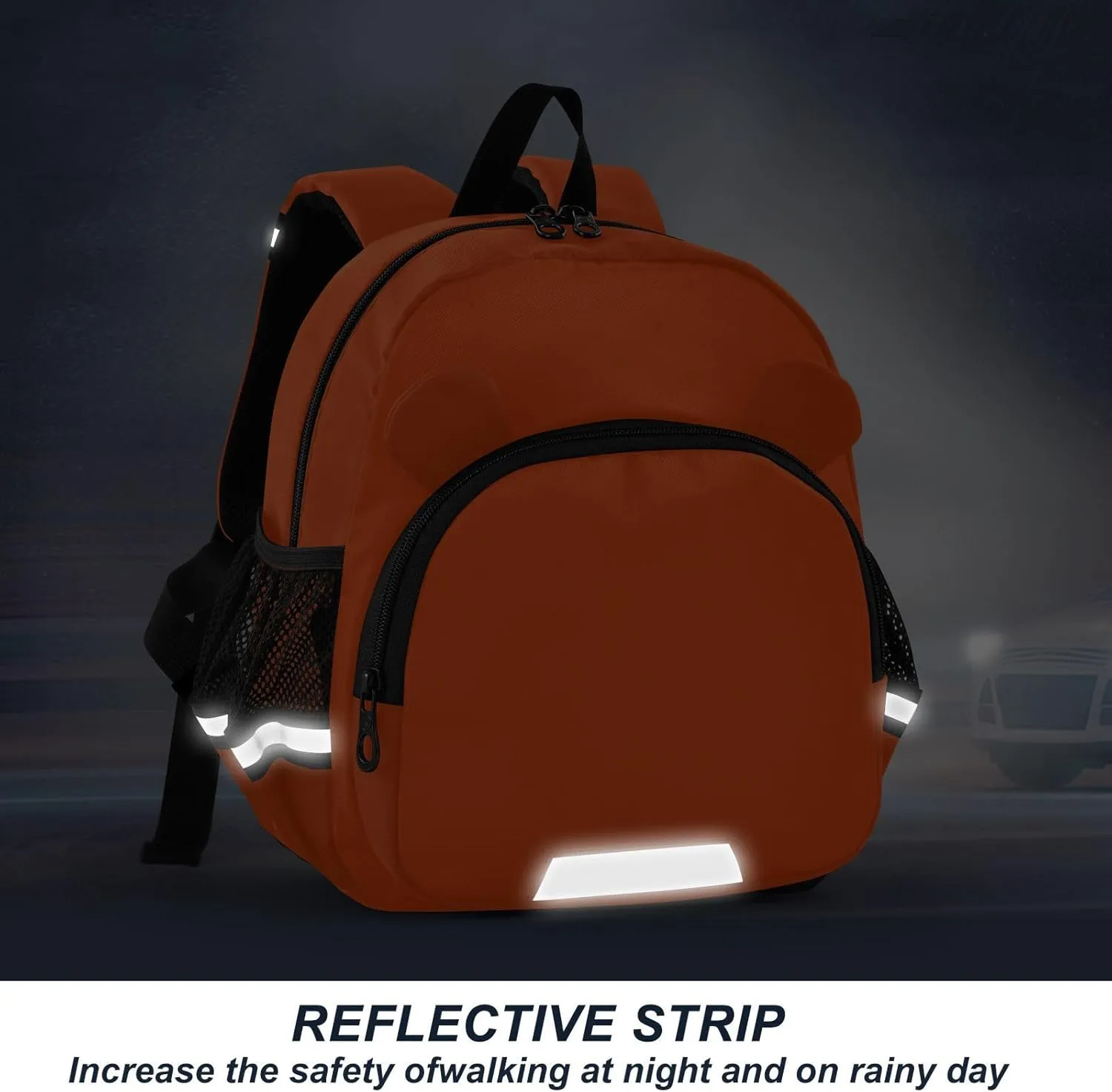 Backpacks with Leash Orange Red Kid Backpack, Kindergarten Backpack for Boys
