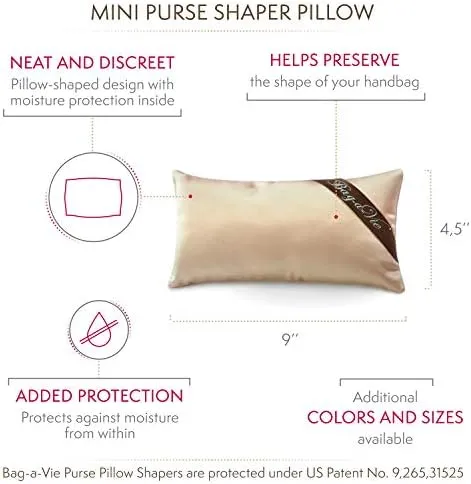 Bag-a-Vie Handbag Shaper Pillow Luxury Handbag & Purse Shaper - [Mini] 9' x 4.5' - Fits Flap and Shoulder Bags - Champagne