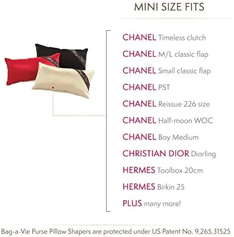 Bag-a-Vie Handbag Shaper Pillow Luxury Handbag & Purse Shaper - [Mini] 9' x 4.5' - Fits Flap and Shoulder Bags - Champagne