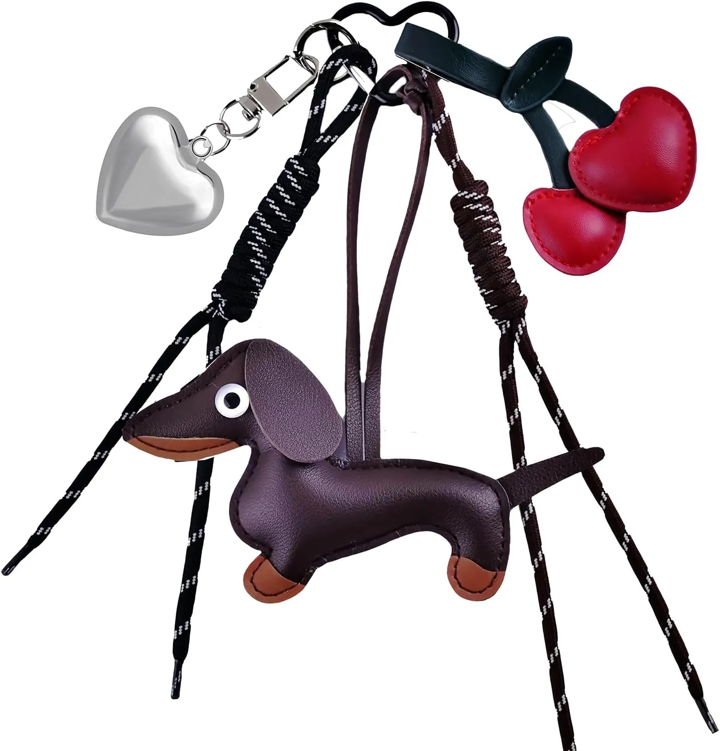 Bag Charms Purse Charms kit Keychains for Women,Cute Leather Dog Heart Cherry Keychain Bag Charm for Handbag Accessories Tready Charms for Purses and Bags Cars Hanging Ornament Christmas Gifts