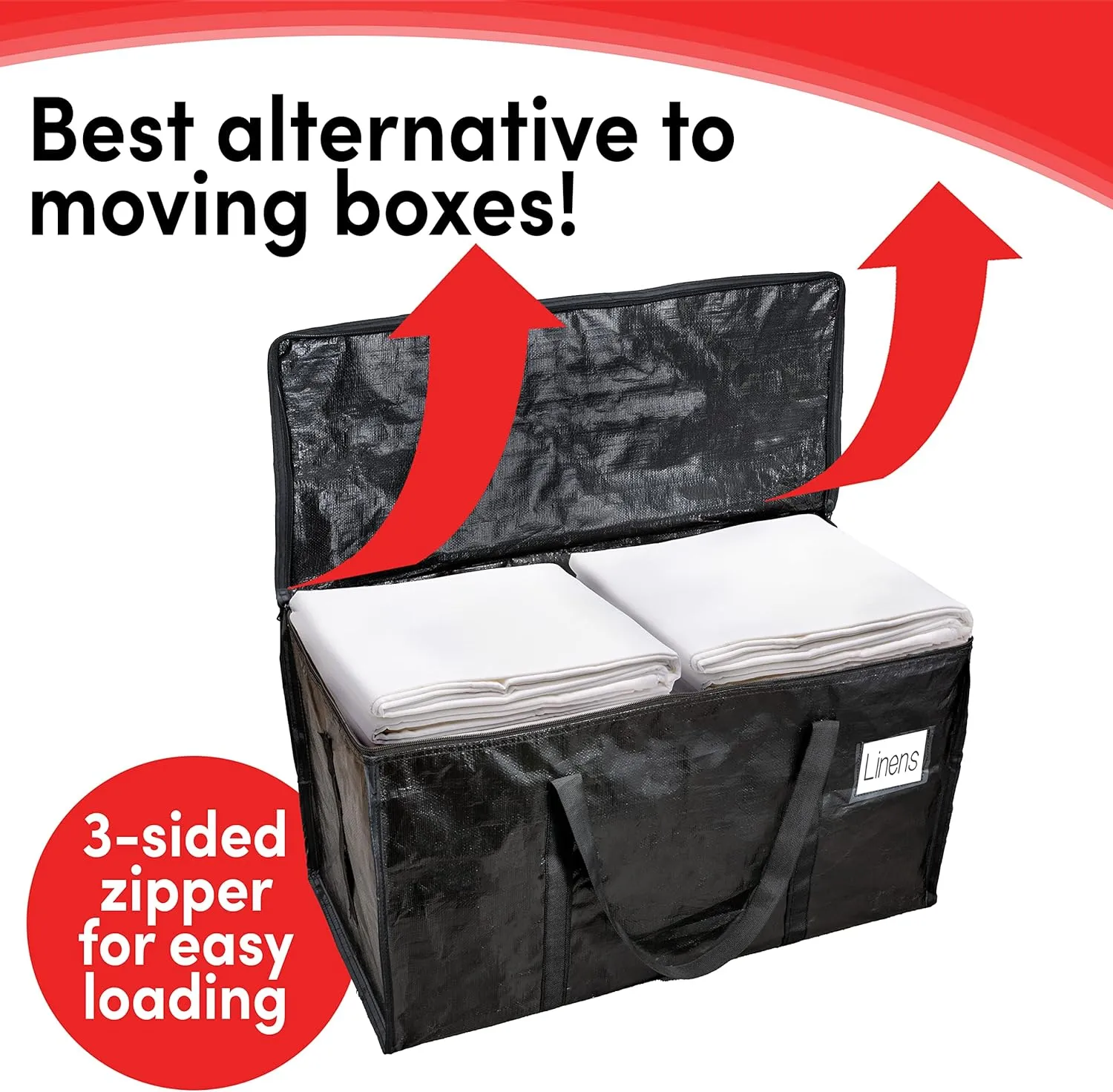 BAG-THAT! 6 - Pack Heavy Duty Large Moving Bags, with Strong Zipper and Comfortable Handles Durable & Sturdy Clothes packing Storage Bags Totes Bins Packing Moving Boxes College Supplies for moving.
