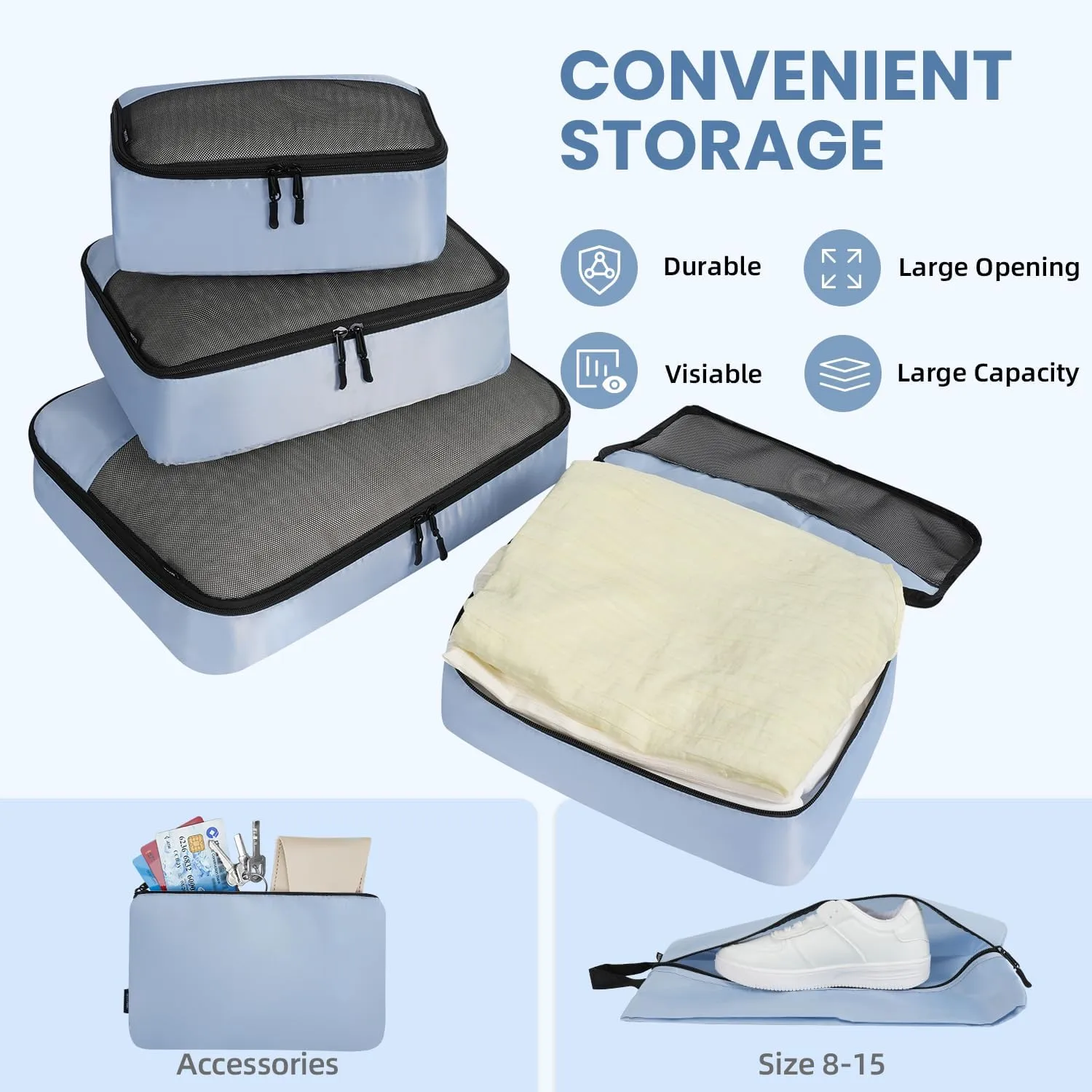 BAGAIL 8 Set/9 Set Packing Cubes Luggage Packing Organizer for Travel, Suitcase Packing Bags for Travel Accessories