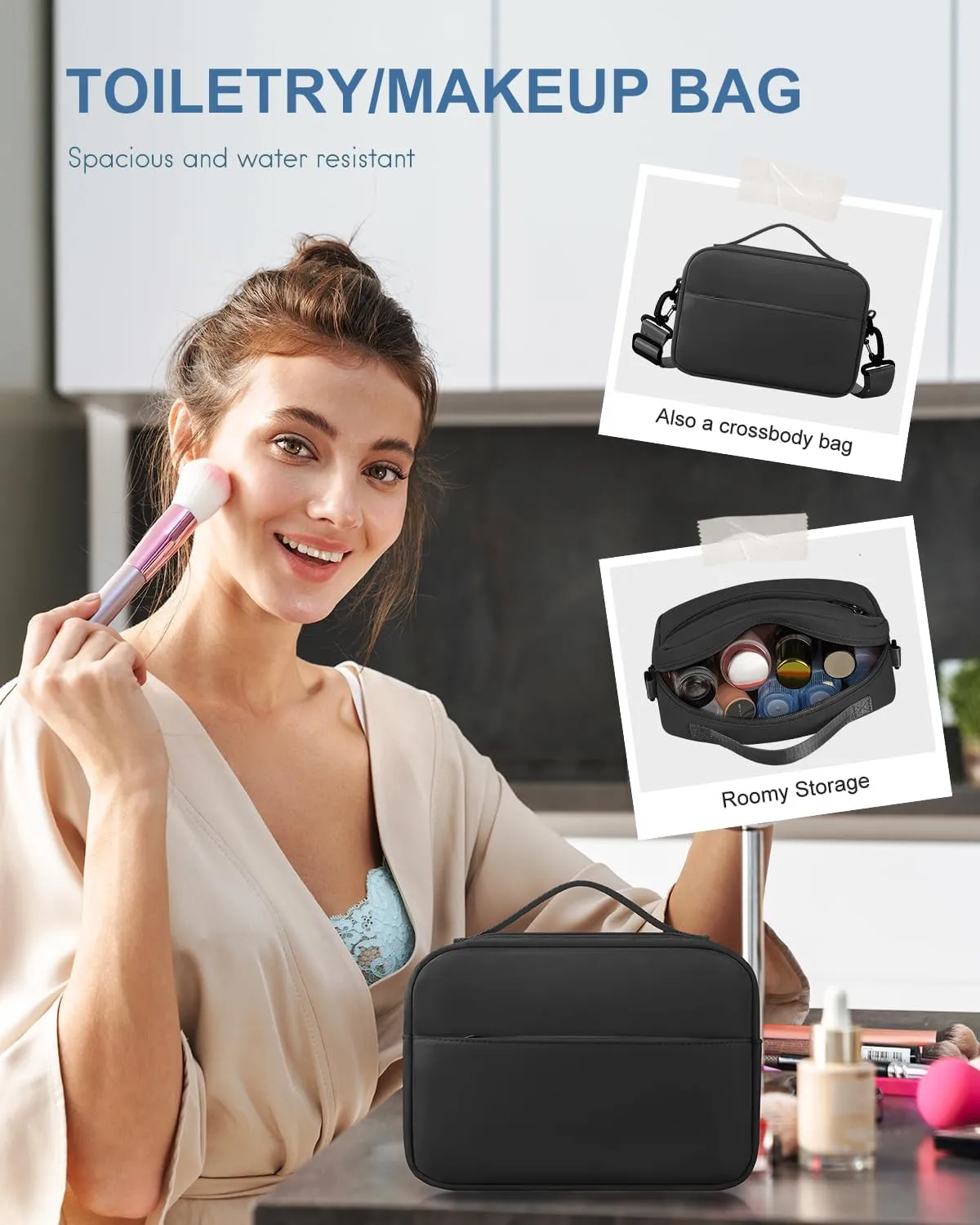 BAGAIL Travel Duffel Bag, Weekender Bags for Women, Overnight Gym Carry On Tote Bag with Wet Pocket, Hospital Mom Bag for Labor and Delivery - Extra Large Set, Black