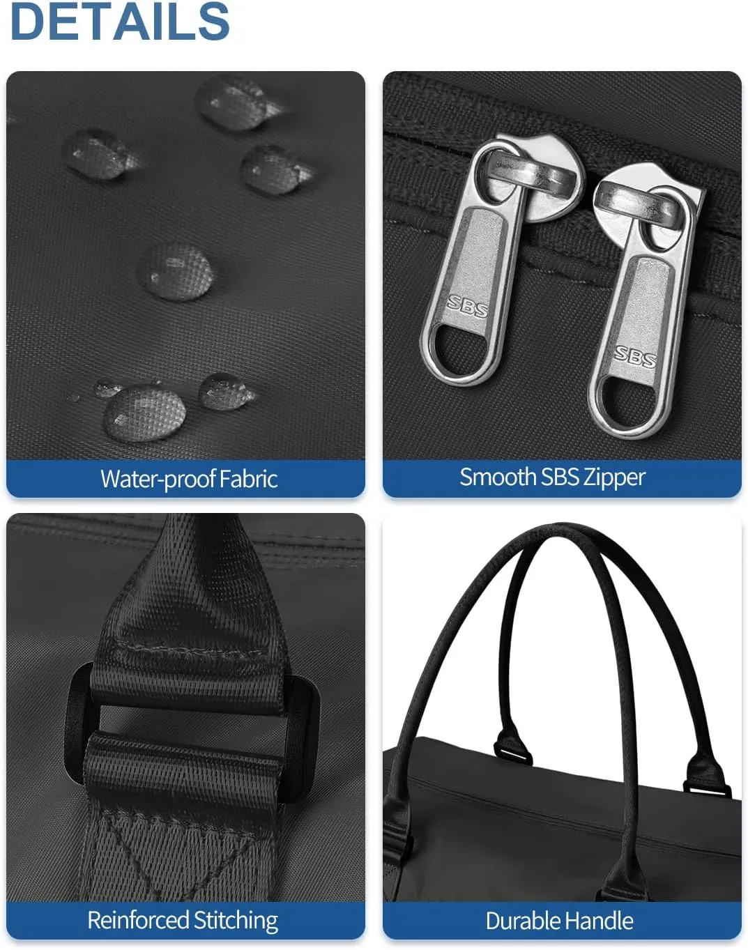 BAGAIL Travel Duffel Bag, Weekender Bags for Women, Overnight Gym Carry On Tote Bag with Wet Pocket, Hospital Mom Bag for Labor and Delivery - Extra Large Set, Black