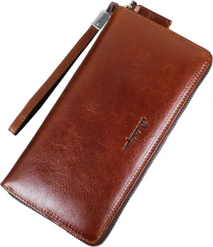 BALIDIYA Clutch Bag for Men Purse Genuine Leather Wallets Wristlet Slim Bag Handbag