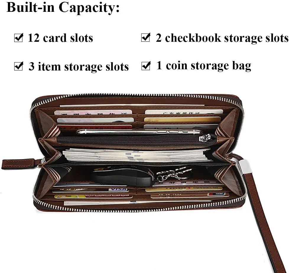 BALIDIYA Clutch Bag for Men Purse Genuine Leather Wallets Wristlet Slim Bag Handbag