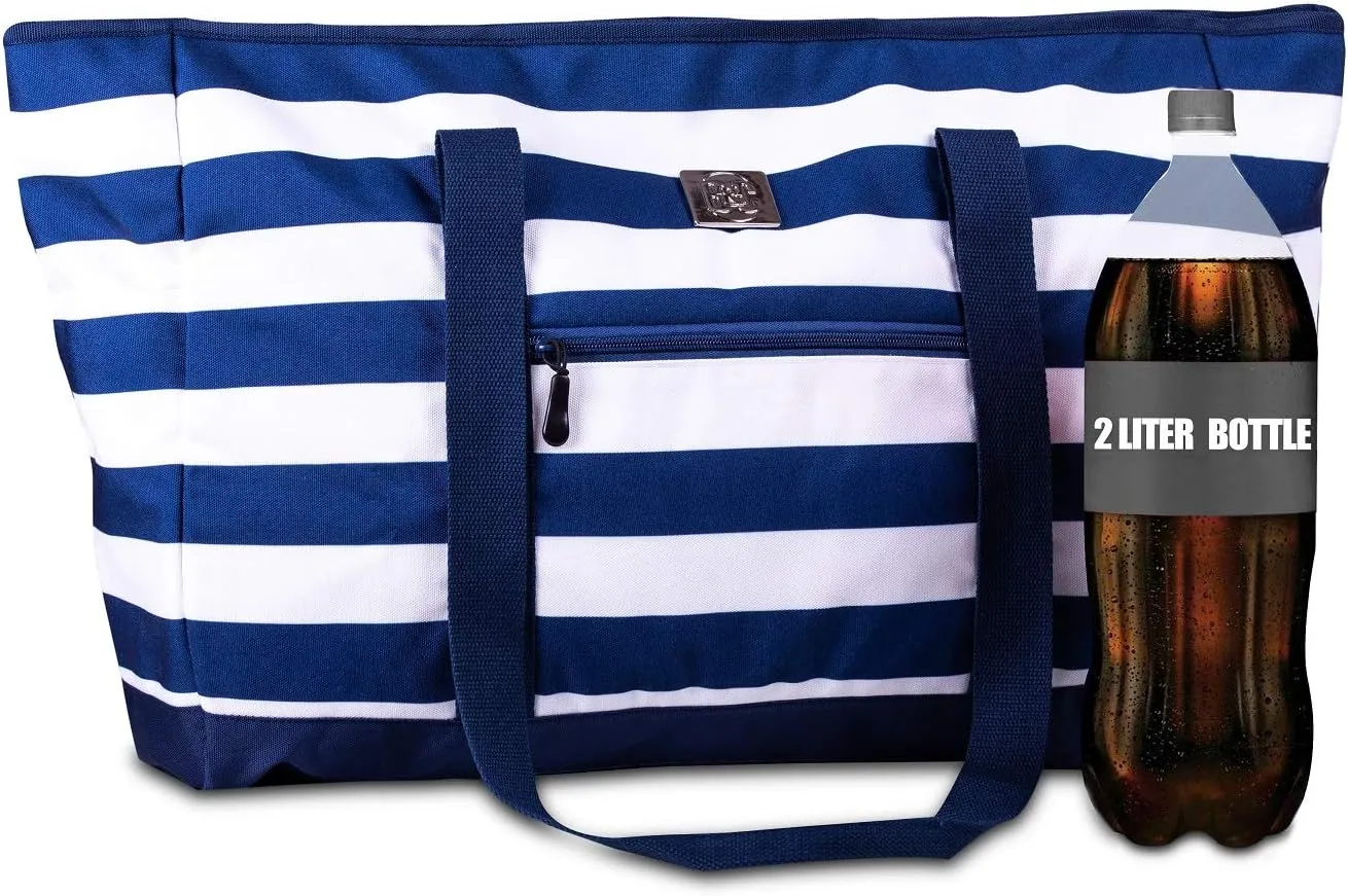 BANG&CARSEN Extra Large Beach Bag With Zipper - XXL Beach Tote Bag For Women With Many Pockets