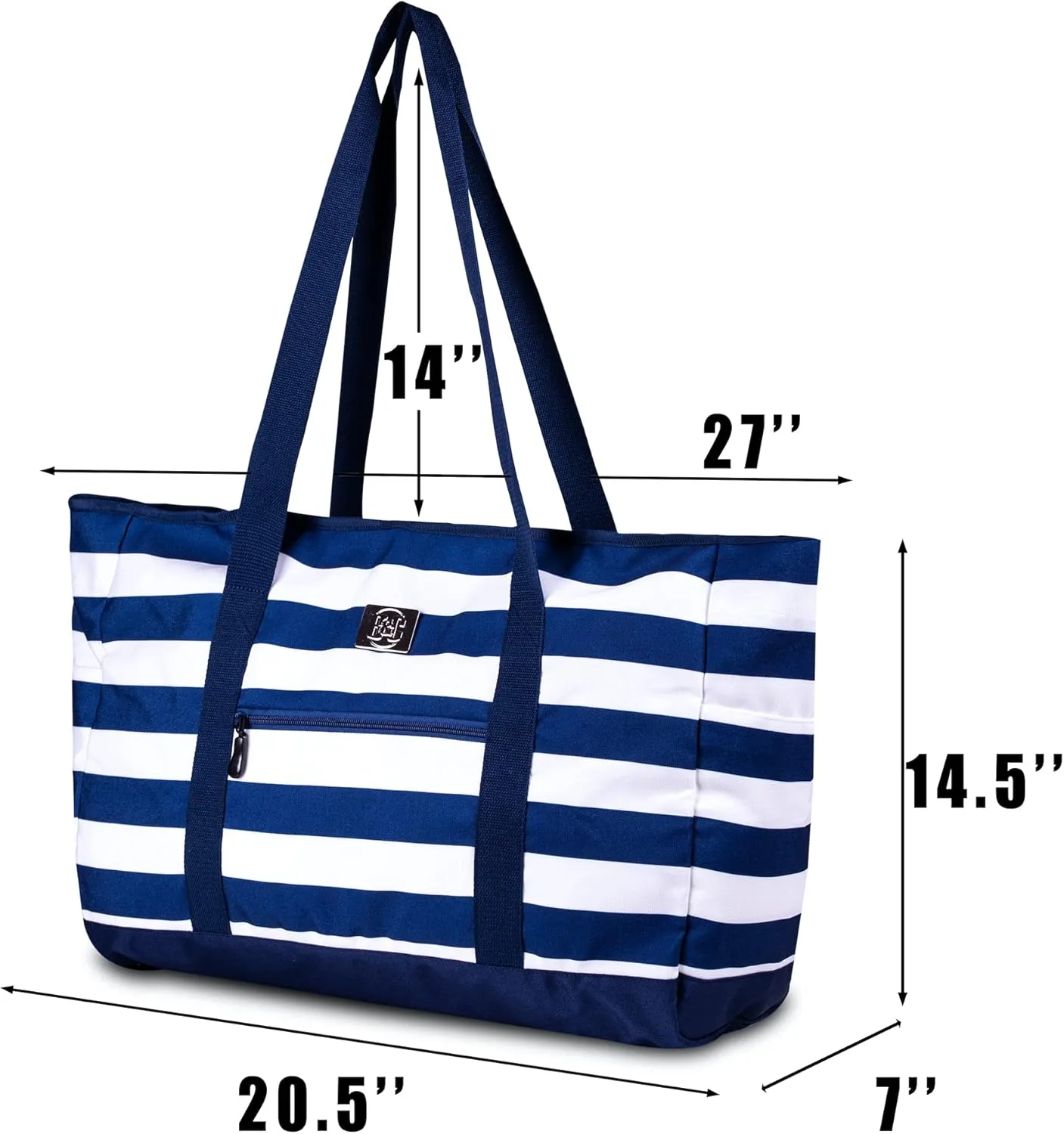 BANG&CARSEN Extra Large Beach Bag With Zipper - XXL Beach Tote Bag For Women With Many Pockets