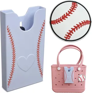 Baseball Theme Phone Holder for Bogg Bag/Simply Southern With 1 Charm,Organizer Accessories Inserts Compatible With Most Brands/Sizes Rubber Beach Totes,Cell Phone Attachment for Beach Handbags