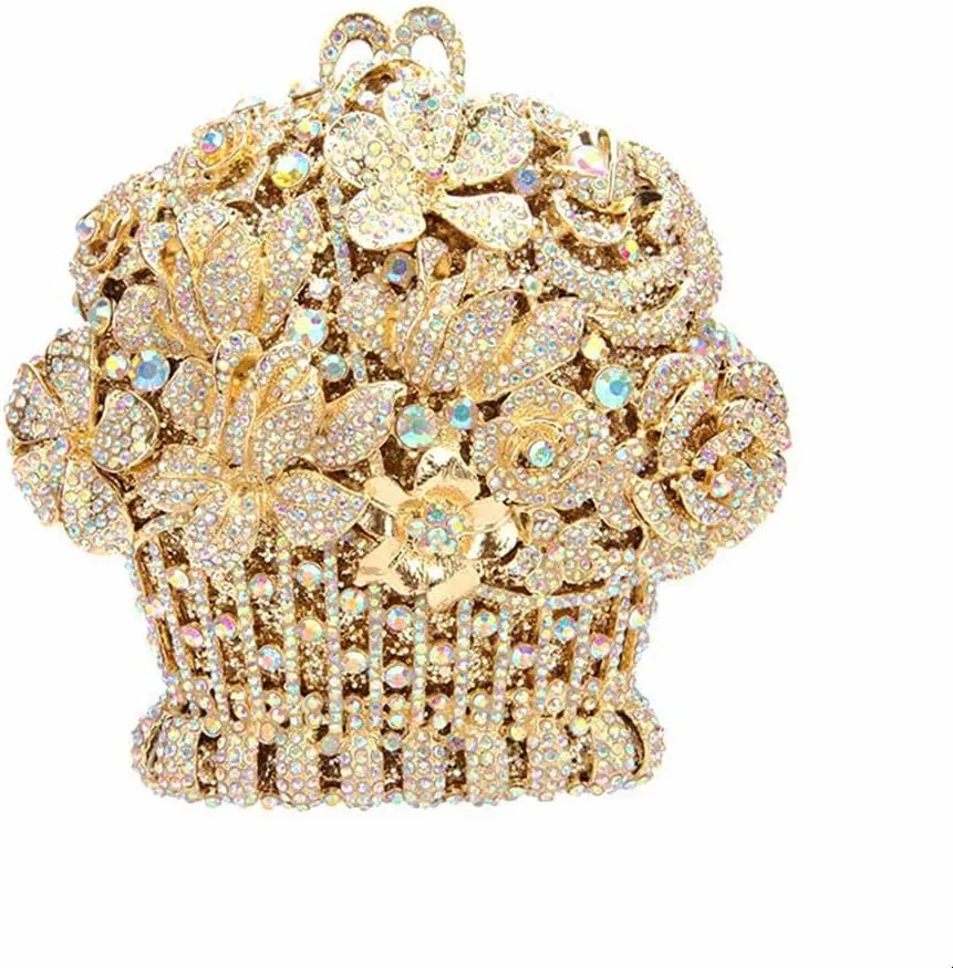 Basket Purse Sparkly Rhinestone Evening Clutch Wedding Party Cocktail Bags for Women Elegant Handbags
