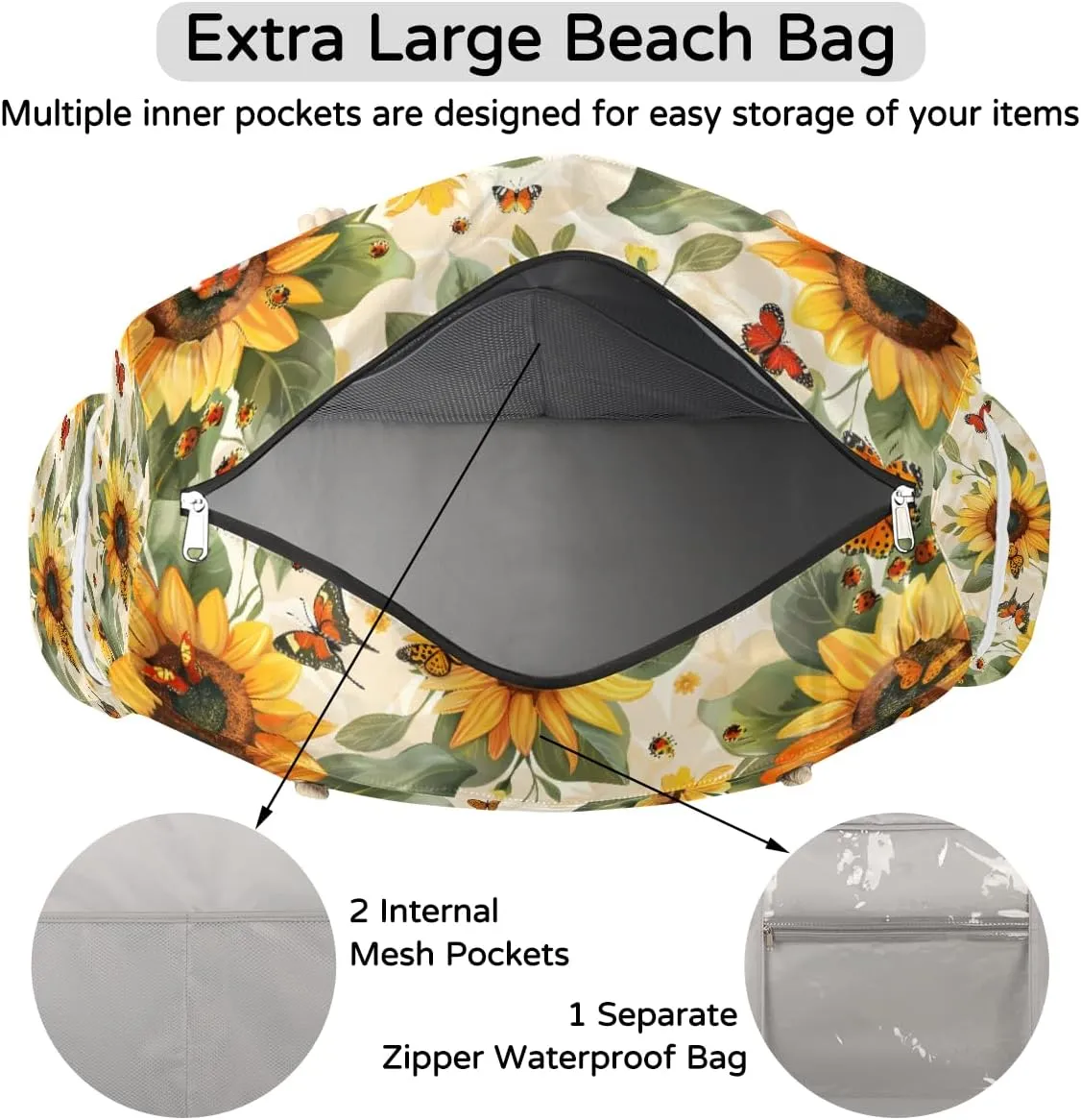 Beach Bags for Women Large Pool Beach Tote Reusable Grocery Shoulder Bag for Swim Travel Shopping Vacation Picnic